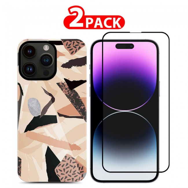 MARGOUN 2 Packs For iPhone 14 Pro Max Case and Screen Protector Flower Graphic Hd Patterned Cover -J3