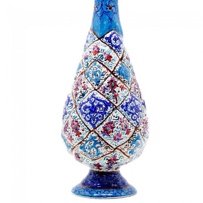 Persian Handmade Enamel on Copper Vase with Special design MGH176 - Multicolor