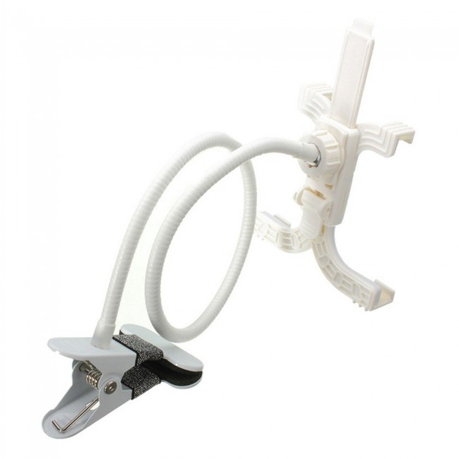 Tablet Holder 360° Rotating Lazy Bracket with Desk Mount-White