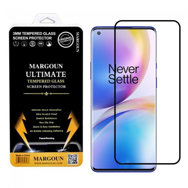 3D Curved Tempered Glass Screen Protector for OnePlus 9 Pro Ultimate  by Margoun - Black Edge