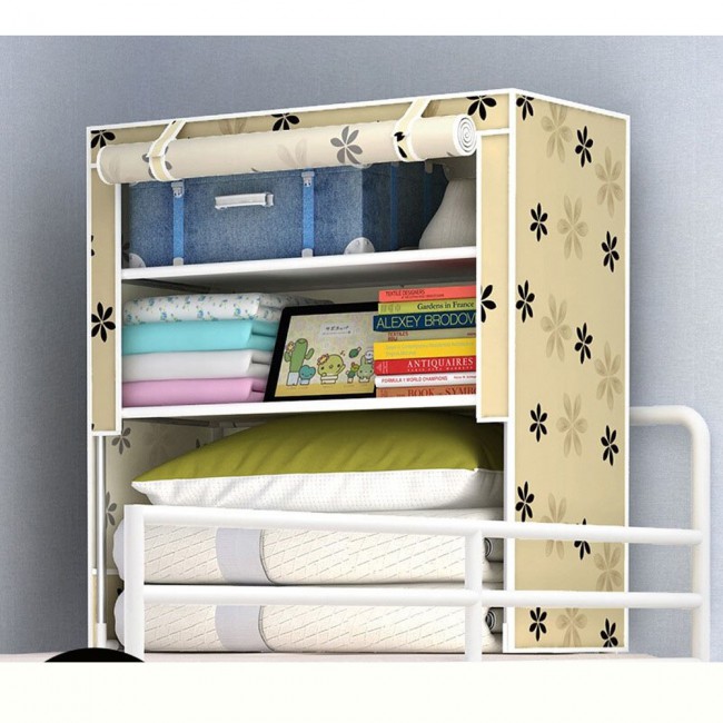 Margoun 3-Layer Bed Wardrobe College Dormitory Storage - Creamy Floral