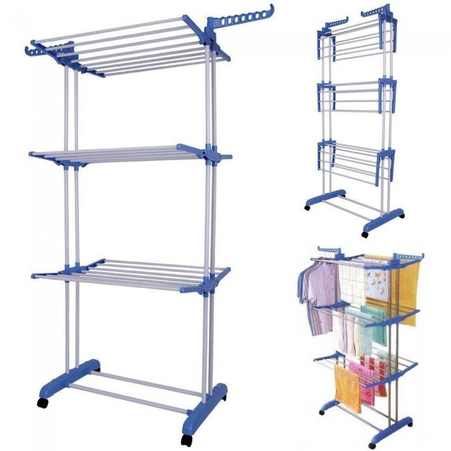 Margoun 3-Layer Stainless Steel Folding Hanger and Dryer Stand Capacity 40Kg