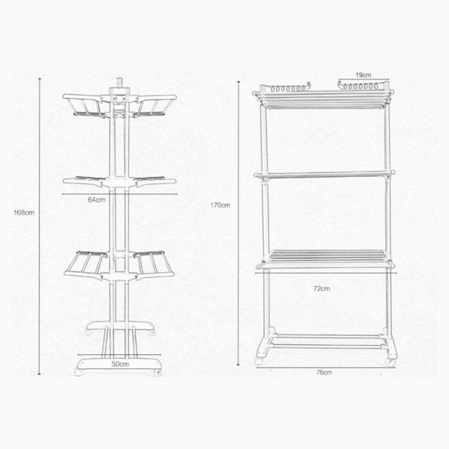 Margoun 3-Layer Stainless Steel Folding Hanger and Dryer Stand Capacity 40Kg