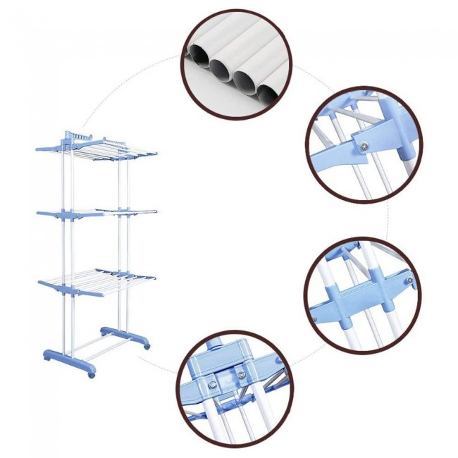 Margoun 3-Layer Stainless Steel Folding Hanger and Dryer Stand Capacity 40Kg