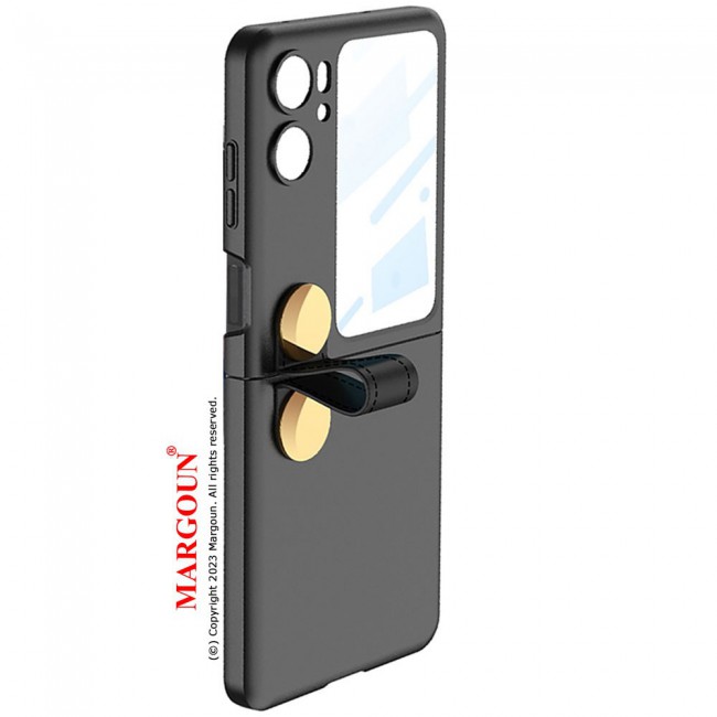MARGOUN For OPPO Find N2 Flip 5G Case Ultra-thin Plastic Matte Case with Strap/Black