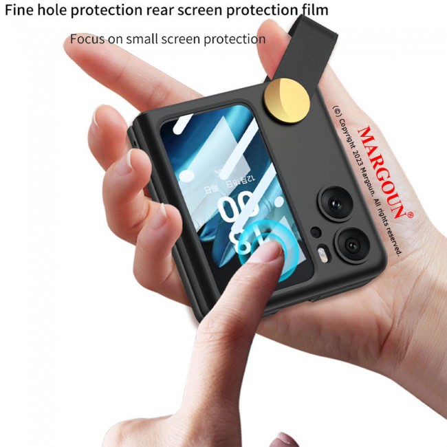 MARGOUN For OPPO Find N2 Flip 5G Case Ultra-thin Plastic Matte Case with Strap/Black