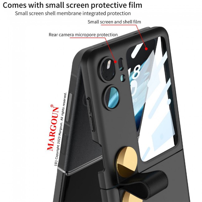 MARGOUN For OPPO Find N2 Flip 5G Case Ultra-thin Plastic Matte Case with Strap/Black