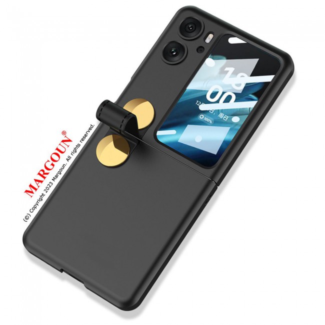 MARGOUN For OPPO Find N2 Flip 5G Case Ultra-thin Plastic Matte Case with Strap/Black