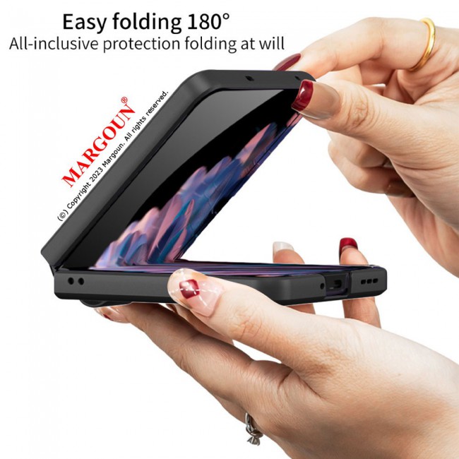 MARGOUN For OPPO Find N2 Flip 5G Case Ultra-thin Plastic Matte Case with Strap/Black