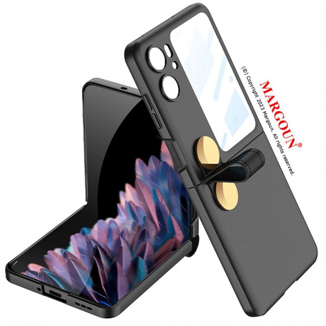 MARGOUN For OPPO Find N2 Flip 5G Case Ultra-thin Plastic Matte Case with Strap/Black