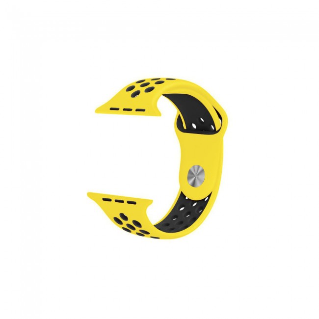 Apple Watch Band 42-44-45mm Silicone Nike Design Strap Henlein Series by Margoun - Yellow Black