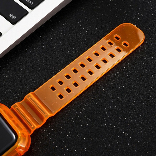 Apple Watch Band 42-44-45mm Transparent Fluorescent Sport TPU Strap - Orange