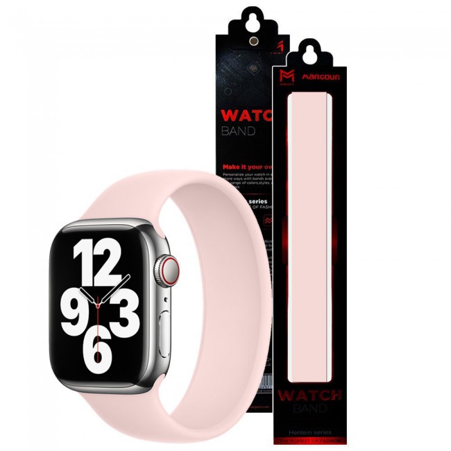 Apple Watch 42-44-45mm Size S Elastic Silicone Solo Loop Band Henlein Series by Margoun - Pink Sand