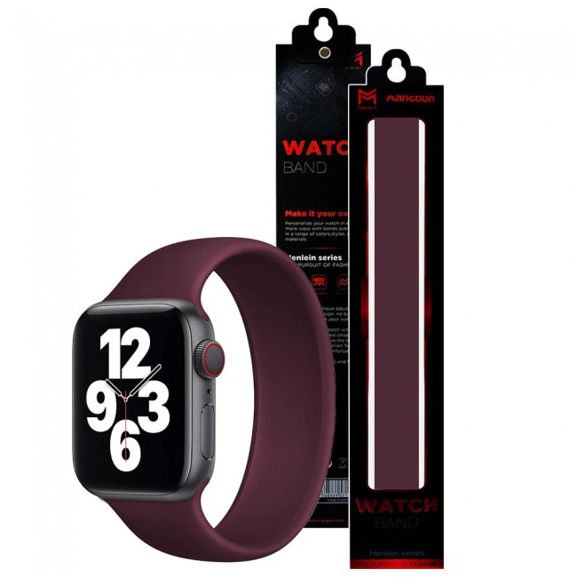 Apple Watch 42-44-45mm Size S Elastic Silicone Solo Loop Band Henlein Series by Margoun - Maroon