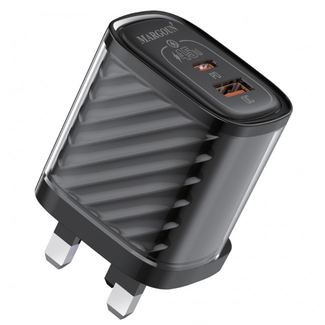 MARGOUN 45W Power Adapter Duo, Dual USB-C USB-A Ports, PD and QC Super Fast Charging, MG-4518XBEG004AE