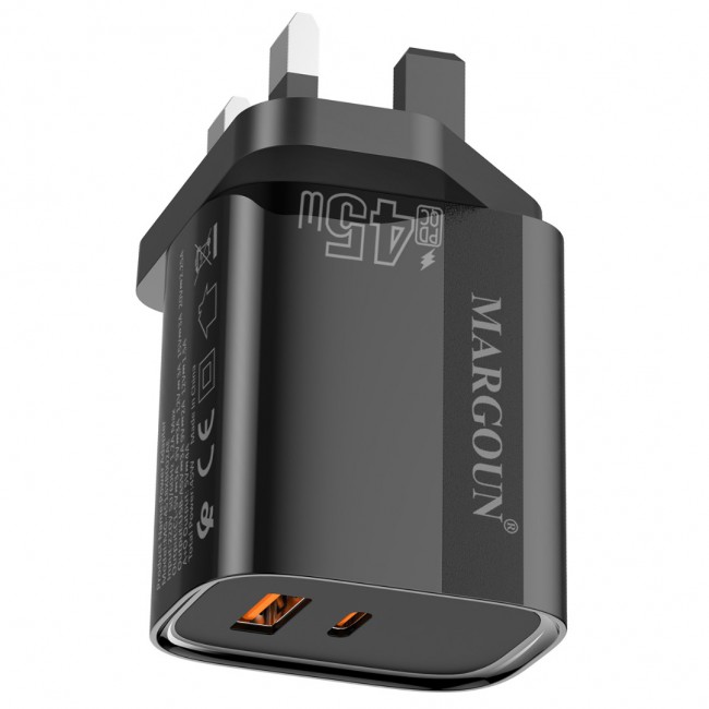 MARGOUN 45W Power Adapter Duo, Dual USB-C USB-A Ports, PD and QC Super Fast Charging, MG-4518XBEG001AE
