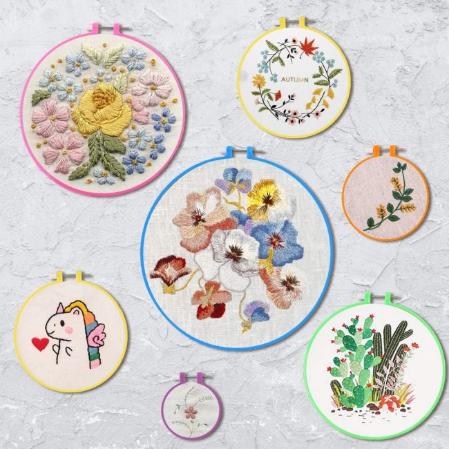 Margoun 4PCS Embroidery Hoops Set for Needlework and Cross Stitch – Colorful