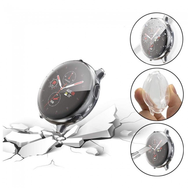 4Pack Margoun Case for Samsung Galaxy Watch Active 2 44mm - Clear Gold Black Silver