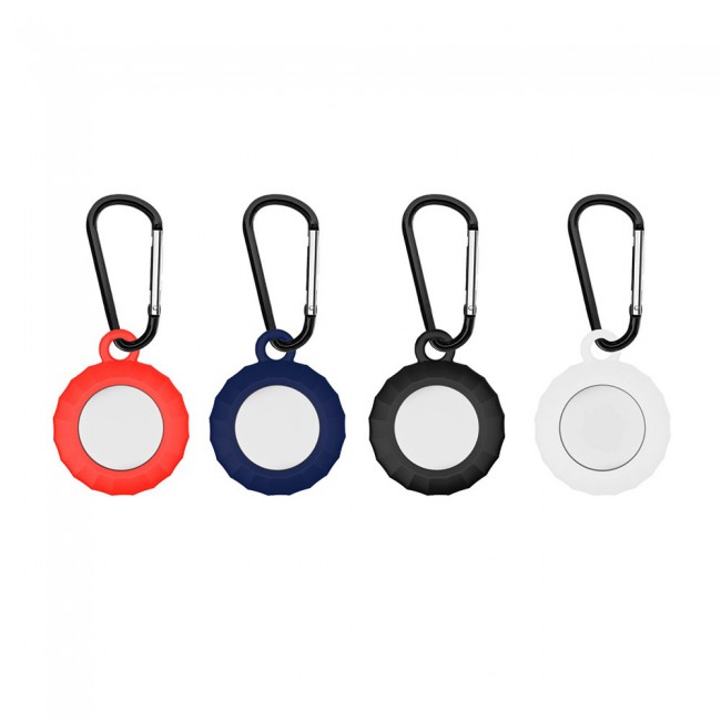 4Pack Margoun Smart Silicone Cover with Key Chain for Apple AirTag - White Black Red Dark Blue