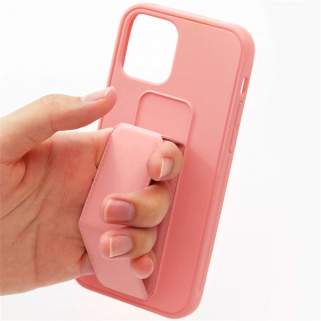 iPhone 11 Pro Max Silicone Cover with 2 in 1 Finger Grip Phone Stand Proguard Case by Margoun - Black