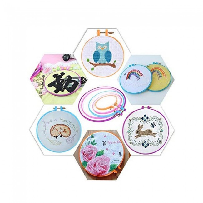 Margoun 5PCS Embroidery Hoops Set and 155-Color Threads for Needlework and Cross Stitch