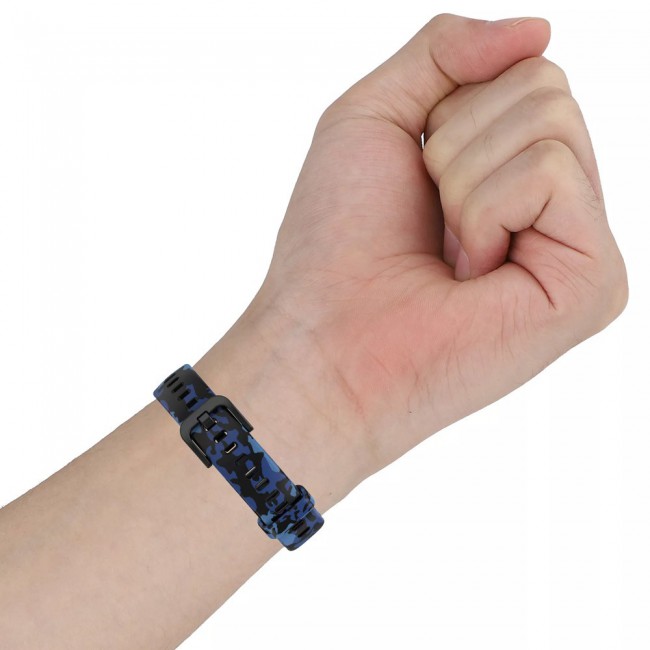 Huawei Band 7 Watch Strap Sport Silicone Replacement Band Bracelet Adjustable Wristband with Buckle Closure Camouflage Print