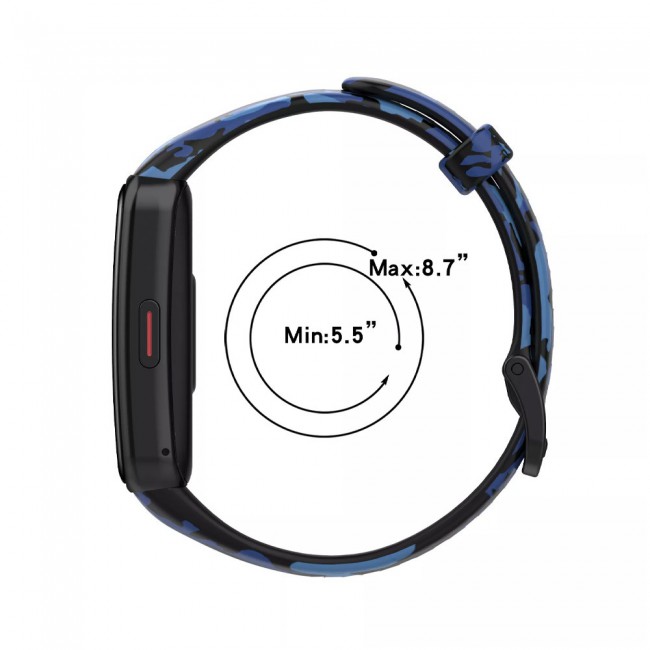 Huawei Band 7 Watch Strap Sport Silicone Replacement Band Bracelet Adjustable Wristband with Buckle Closure Camouflage Print