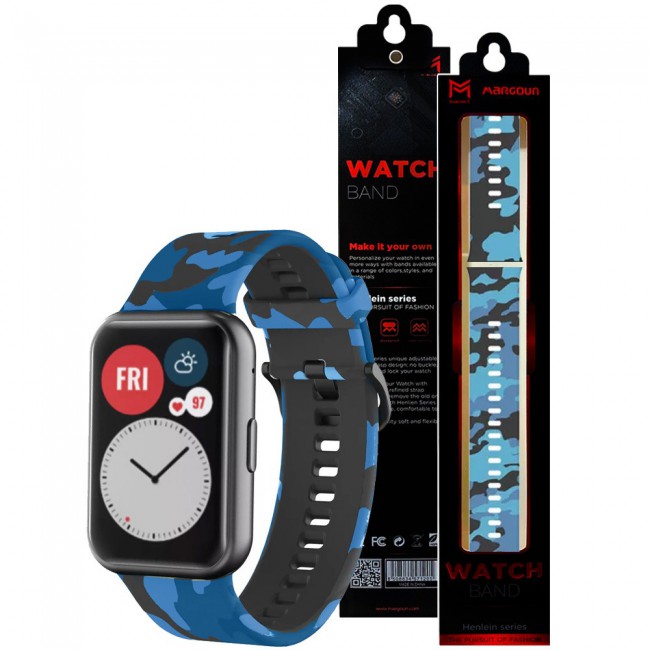 Huawei Band 7 Watch Strap Sport Silicone Replacement Band Bracelet Adjustable Wristband with Buckle Closure Camouflage Print