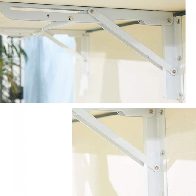 MARGOUN 60x100CM Computer Desk Wall Mount Stand Folding Wall-Mounted Drop-Leaf Table,Metal Folding Shelf Bench Table Bracket - White
