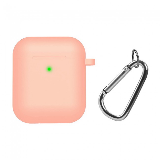 Airpods 2 Protective Case Cover with Carabiner by Margoun - Peach
