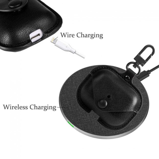 Apple Airpods 3 Charging Leather Case Cover with Carabiner Key Clasp