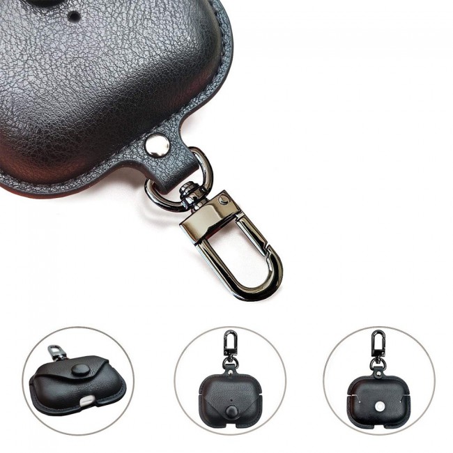 Apple Airpods 3 Charging Leather Case Cover with Carabiner Key Clasp