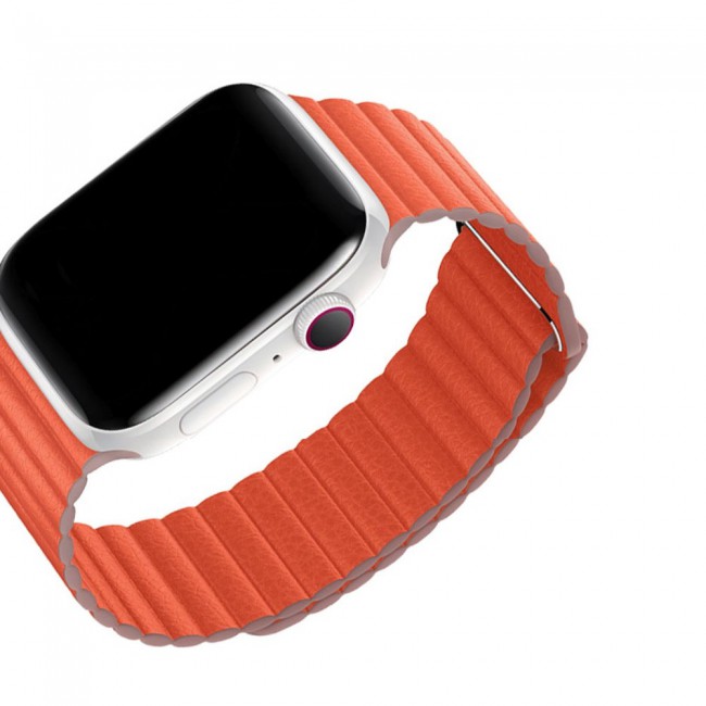 Apple Watch Band 42-44-45mm Leather Loop Strap Henlein Series by Margoun - Orange
