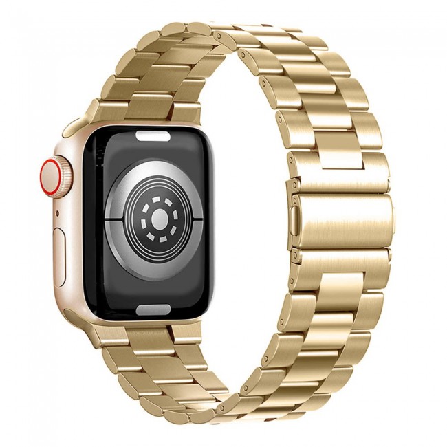 Apple Watch Band 42-44-45mm Buckle Stainless Steel Strap Henlein Series by Margoun - Gold