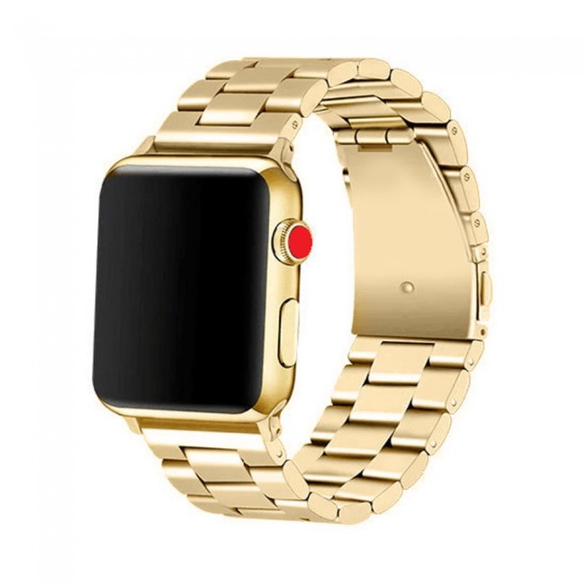 Apple Watch Band 42-44-45mm Buckle Stainless Steel Strap Henlein Series by Margoun - Gold