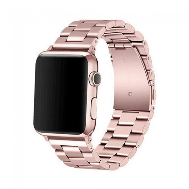 Apple Watch Band 42-44-45mm Buckle Stainless Steel Strap Henlein Series by Margoun - Rose Gold