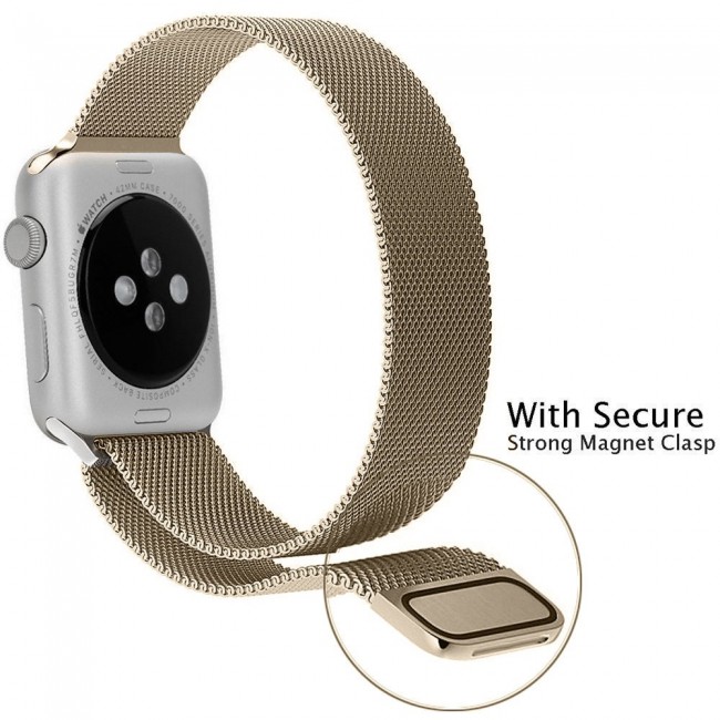 Apple Watch Band 38-40-41mm Milanese Loop Strap Henlein Series by Margoun - Champagne Gold
