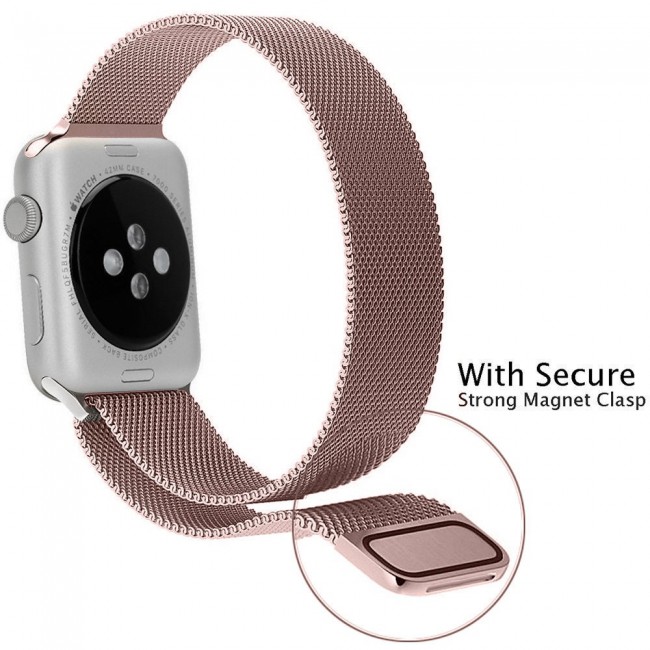 Apple Watch Band 38-40-41mm Milanese Loop Strap Henlein Series by Margoun - Rose Gold