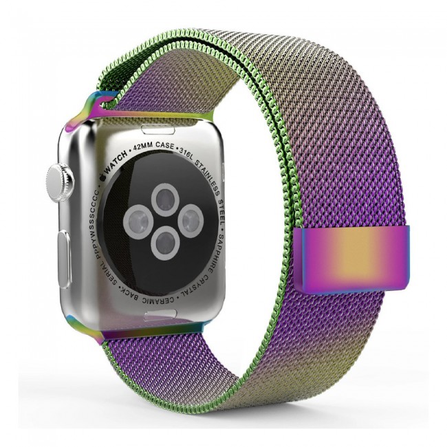 Apple Watch Band 38-40-41mm Milanese Loop Strap Henlein Series by Margoun - Rainbow  