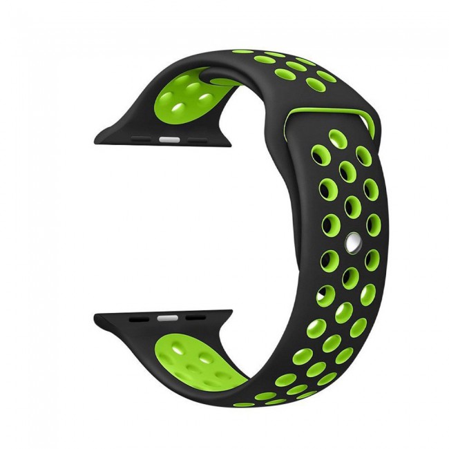 Apple Watch Band 38-40-41mm Silicone Nike Design Strap Henlein Series by Margoun - Black Green