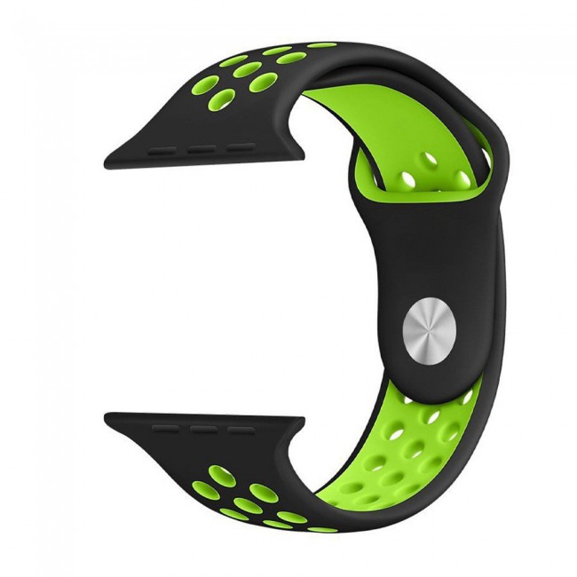 Apple Watch Band 38-40-41mm Silicone Nike Design Strap Henlein Series by Margoun - Black Green