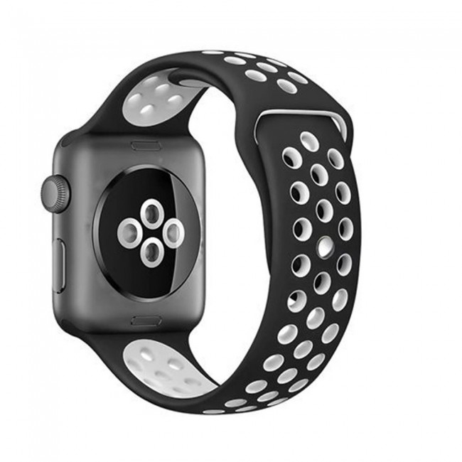 Apple Watch Band 38-40-41mm Silicone Nike Design Strap Henlein Series by Margoun - Black White