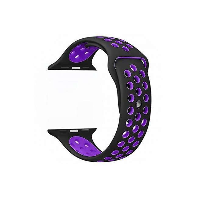 Apple Watch Band 38-40-41mm Silicone Nike Design Strap Henlein Series by Margoun - Black Purple