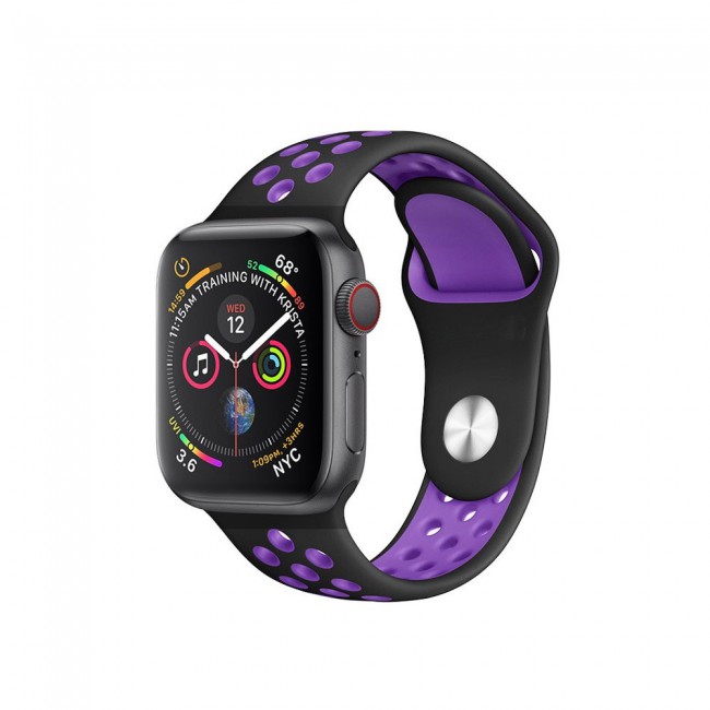 Apple Watch Band 38-40-41mm Silicone Nike Design Strap Henlein Series by Margoun - Black Purple