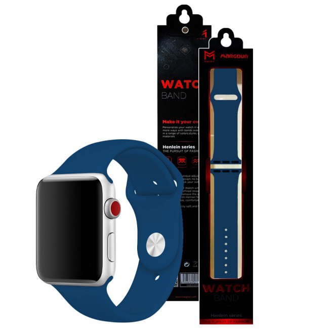 Apple Watch Band 38-40-41mm Strap Soft Silicone Sport Band Henlein Series by Margoun - Blue Horizon