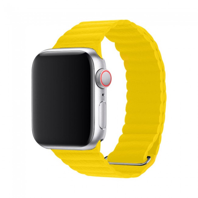 Apple Watch Band 38-40-41mm Leather Loop with Magnet Lock Henlein Series by Margoun - Yellow