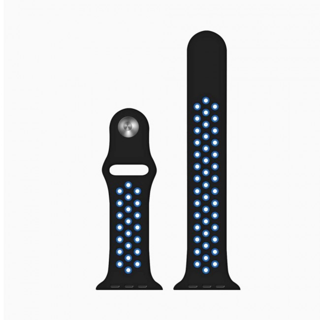 Apple Watch Band 38-40-41mm Silicone Nike Design Strap Henlein Series by Margoun - Black Blue