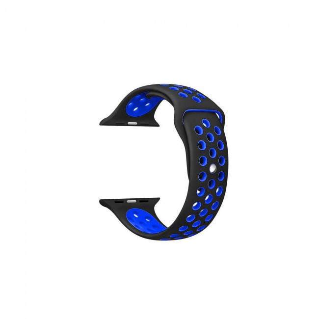 Apple Watch Band 38-40-41mm Silicone Nike Design Strap Henlein Series by Margoun - Black Blue