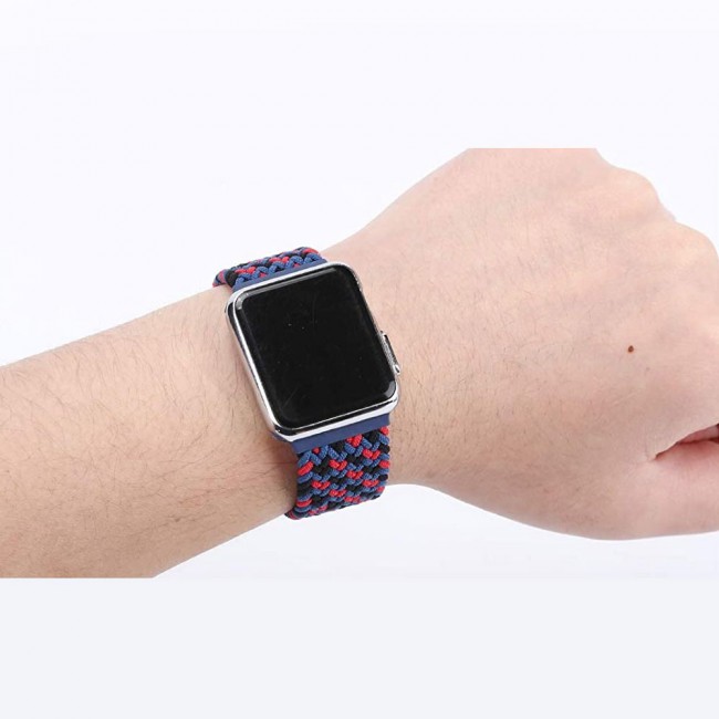 Apple Watch Band 42-44-45mm Stretcheable Elastic Braided Solo Loop Henlein Series by Margoun - Blue Black Red