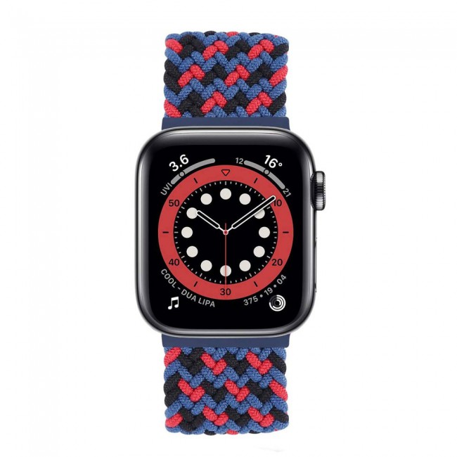 Apple Watch Band 42-44-45mm Stretcheable Elastic Braided Solo Loop Henlein Series by Margoun - Blue Black Red